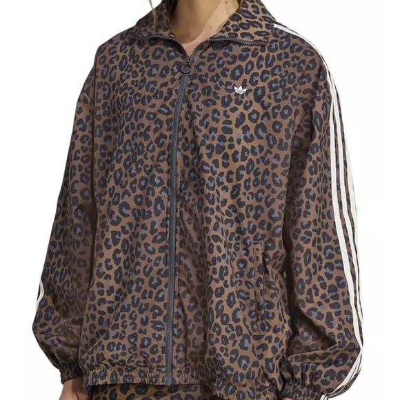 Adidas Leopard Print Track Jacket with Stripes - Picture 2 of 6